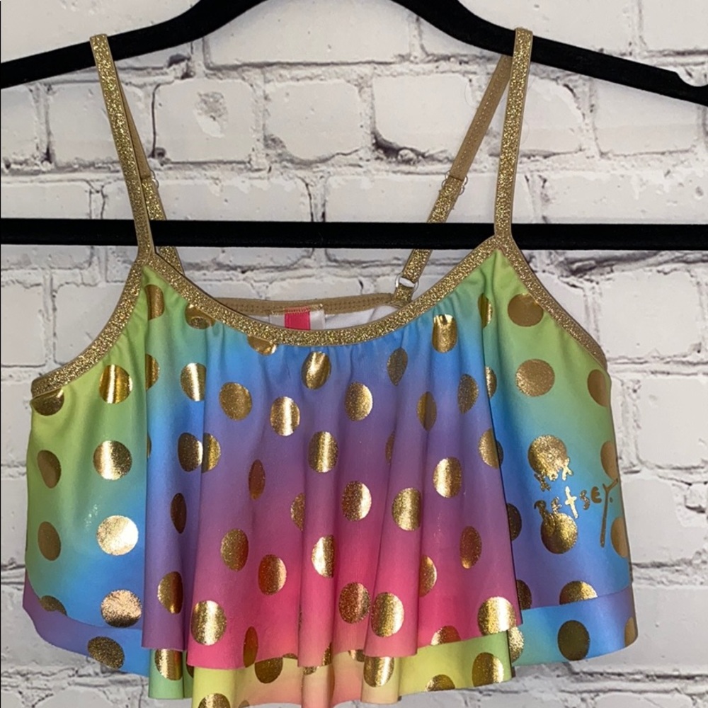 Betsey Johnson bikini top  rainbow and polka dot M